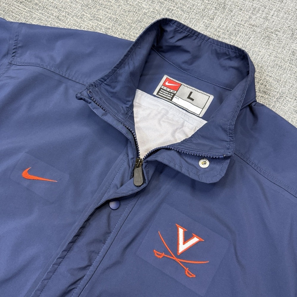 Nike Team Virginia Cavaliers Jacket Mens L Navy Full Zip Snap‎ Windbreaker Rain